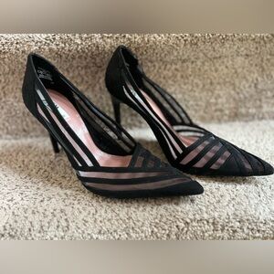 Zara, black heels, mesh and microsuede, size 41